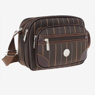 Triple Compartment Crossbody Bag Women Men Stripe Oxford Shoulder Bag