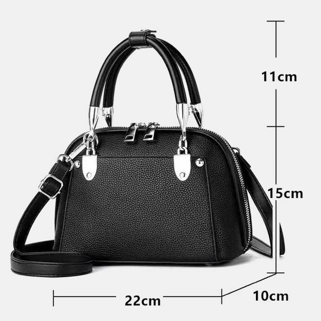 Vegan Leather Boston Bag Satchel Solid Color Crossbody Purse Handbag For Women