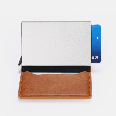 RFID Credit Card Holder With Hand-Push Metal Card Case