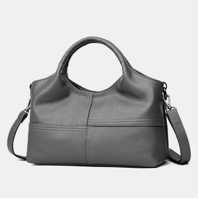 Soft Leather Handbags Stitching Solid Shoulder Bag