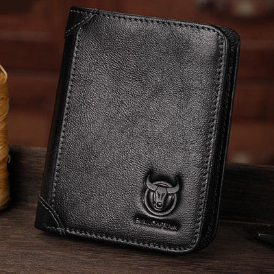 Wallet For Men Genuine Leather Vertical Multiple Slot Short Purse