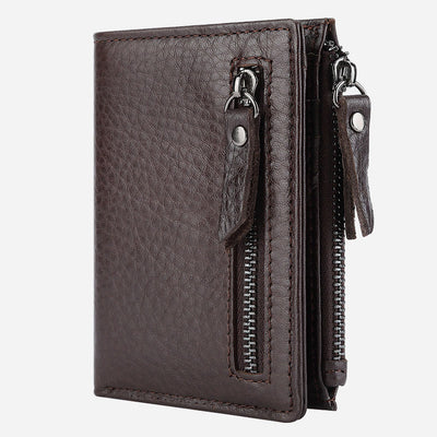 Genuine Leather RFID Wallet For Men Minimalist Large Retro Purse