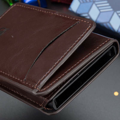 Wallet for Men Minimalist Telescopic PU Leather Card Holder Purse