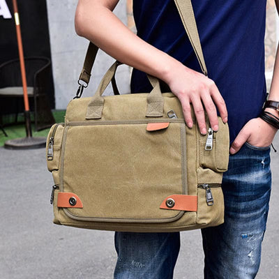 Messenger Bag for Men Casual Canvas Multi-Pocket crossbody bag