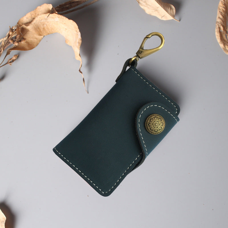 Multifunctional Leather Card Holder Ultra Thin Mini Key Ring Wallet