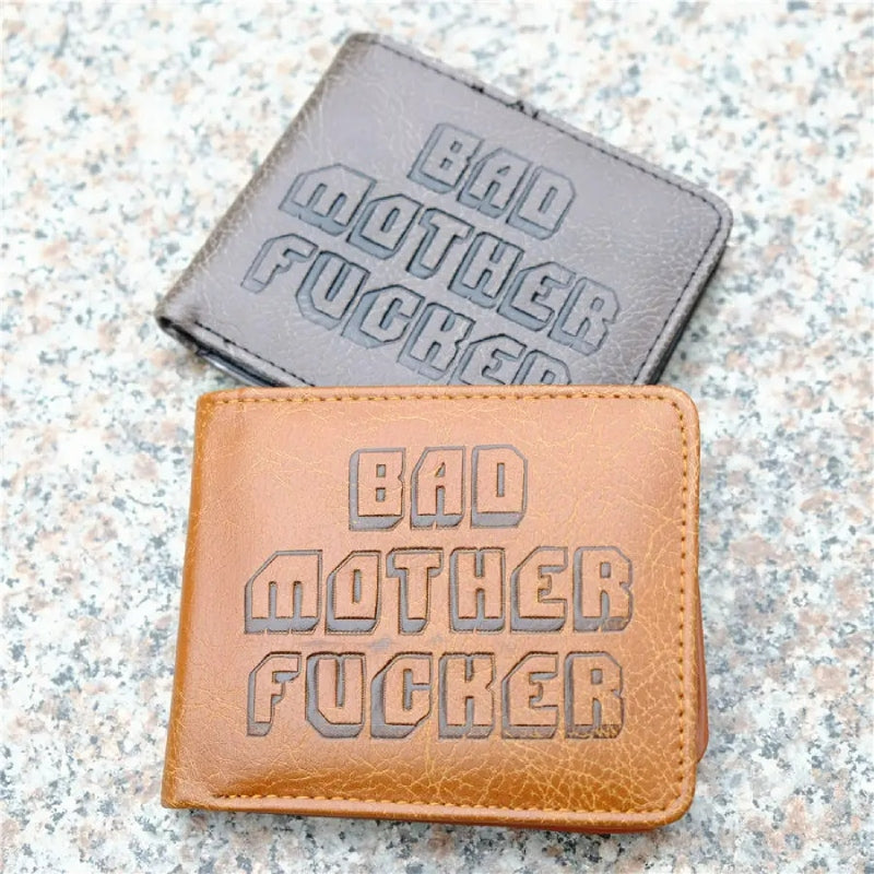 Bad Mother F**ker Print Wallet For Men Vegan Leather Purse