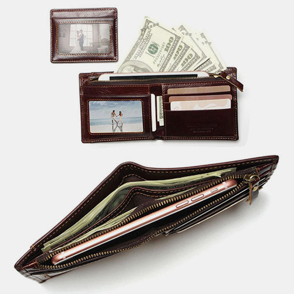 Real Leather RFID Wallet With Removable Card Case