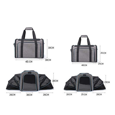 Expandable Pet Carrier Portable Soft-Sided Pet Travel Bag with Ventilated Design