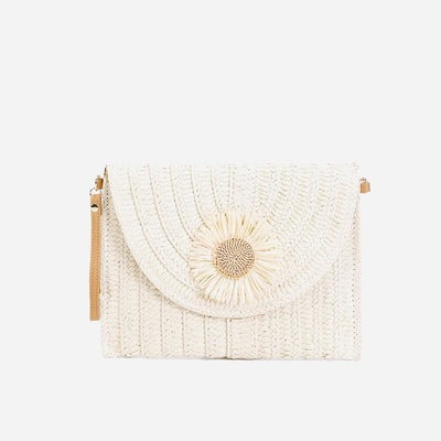 Tassel Beach Clutch for Women Raffia Woven Envelop Bag with Shoulder Strap