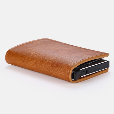 RFID Credit Card Holder With Hand-Push Metal Card Case