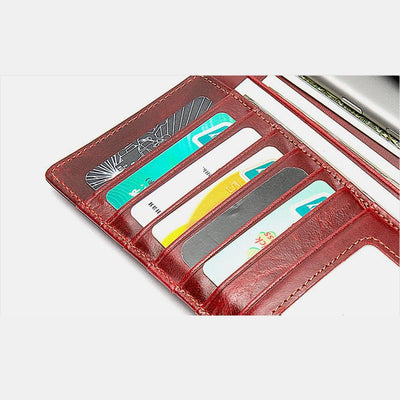 Multi-Slot Real Leather Retro Wallet