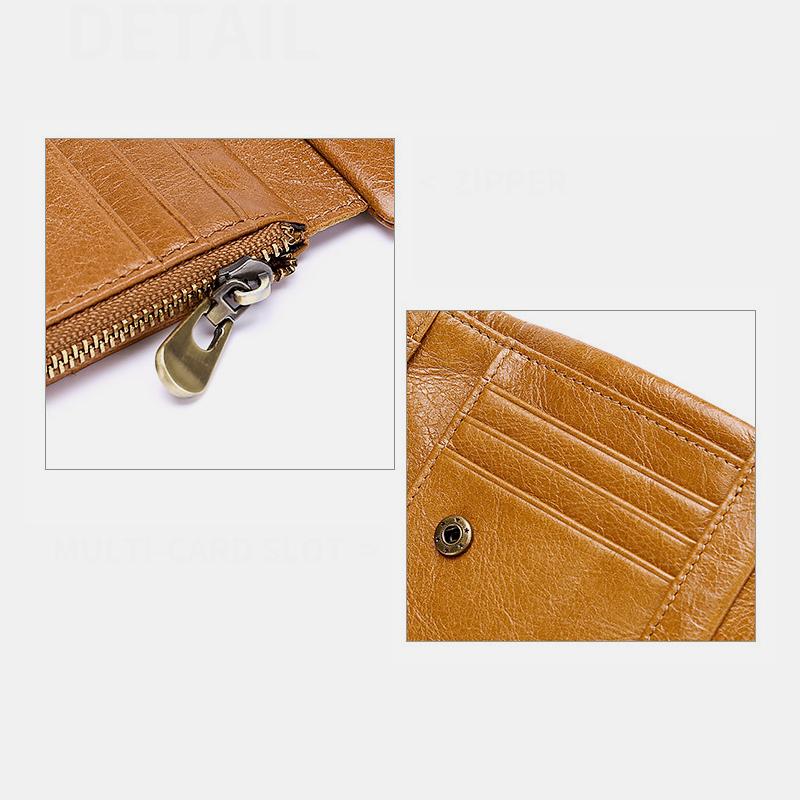 Genuine Leather RFID Trifold Vintage Wallet