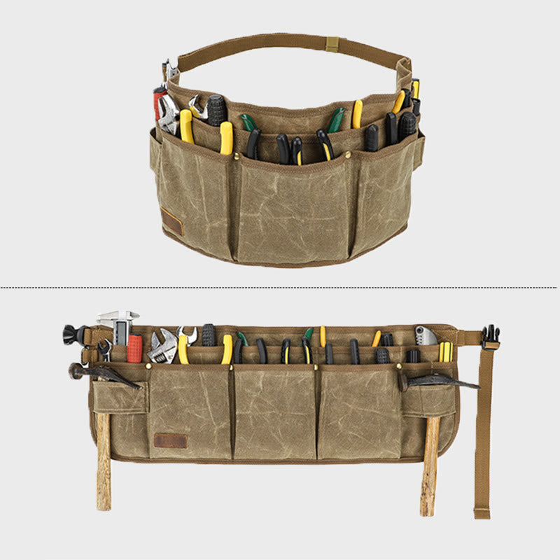 Multi-Slot Tool Belt Pouch Waterproof Canvas Waist Bag for Tool Organization