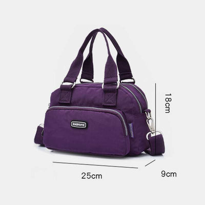 Handbag for Women Purple Nylon Lightweight Shopping Zipper Crossbody Bag