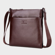 Business Messenger Bag For Men Simple Vertical Soft Leather Bag