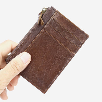 Retro Large Capacity Genuine Leather Business Card Holder