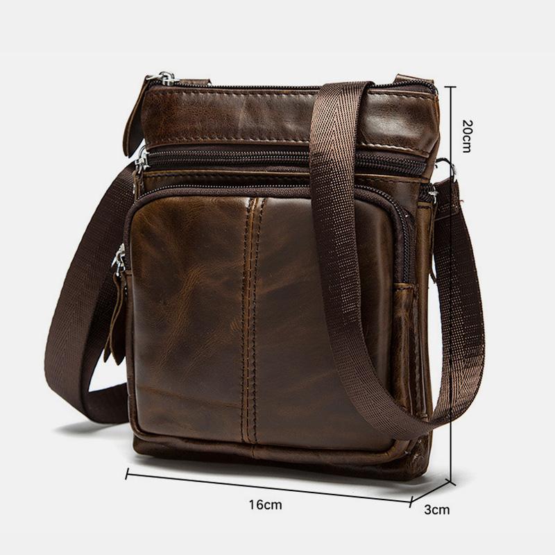 Genuine Leather Vintage Multi-function Crossbody Bag