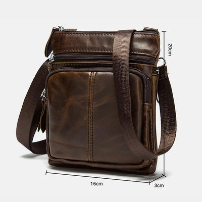 Genuine Leather Vintage Multi-function Crossbody Bag