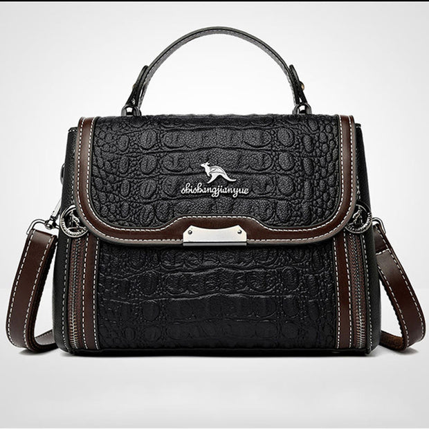 Crocodile Print Handbag For Women Roomy PU Leather Crossbody Bag