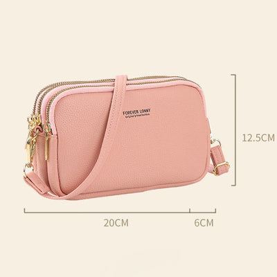 Triple Compartment Phone Bag For Women Large Space Crossbody Bag