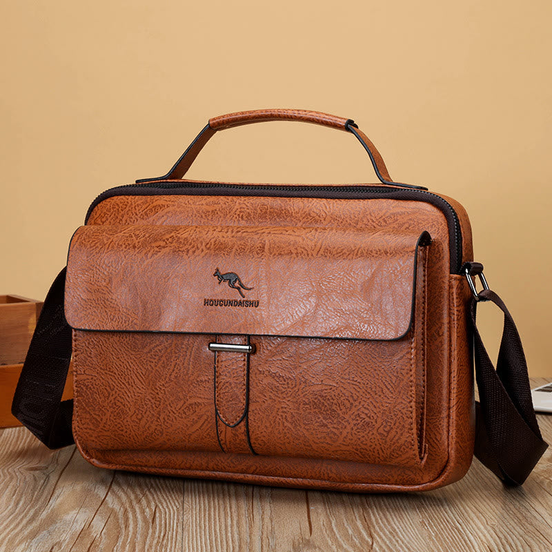 Horizontal Messenger Bag For Men Business Leather Crossbody Bag Handbag