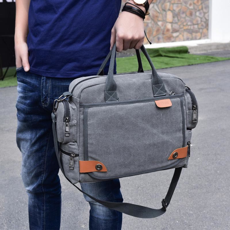 Messenger Bag for Men Casual Canvas Multi-Pocket crossbody bag