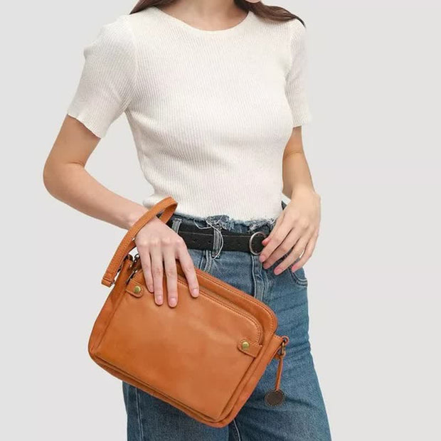 Multi-Pocket Soft PU Clutch Bag Vintage Cross Body Shoulder Bag