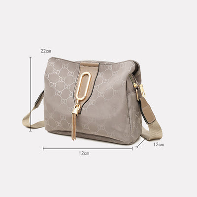 Nylon Crossbody Bag For Women Triple Compartment Elegant Shoulder Bag