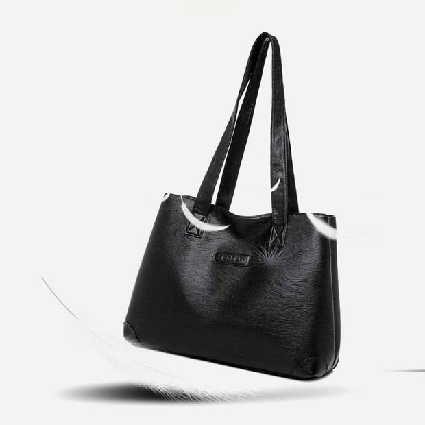 Women's Double Compartment Soft Faux Leather Tote Handbag Shoulder Bag Purse