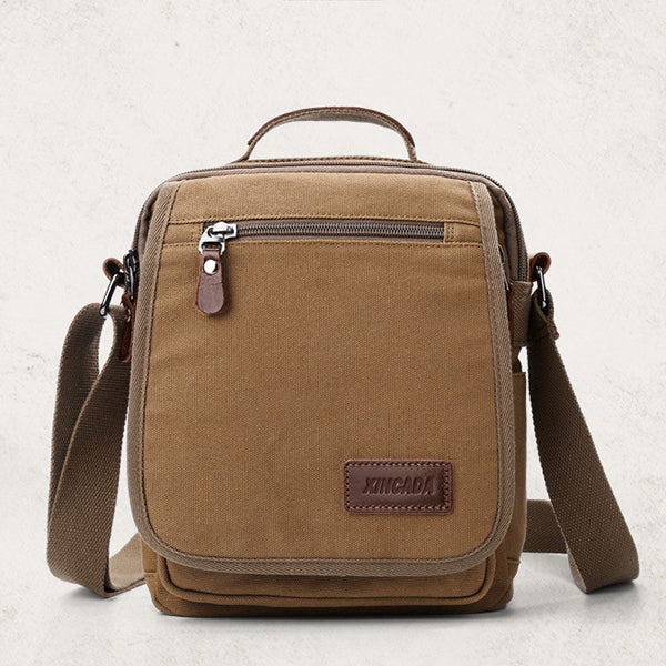 Retro Canvas Messenger Bag Multifunctional Business Crossbody Bag for Men