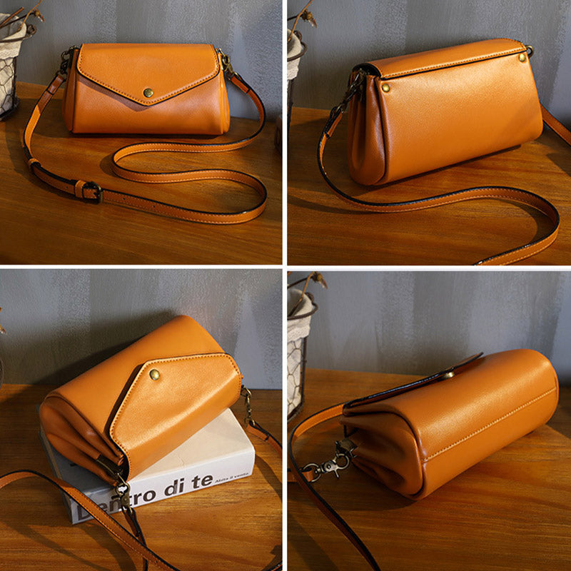 Retro Genuine Leather Handmade Crossbody Bag Multi-Slot Shoulder Bag