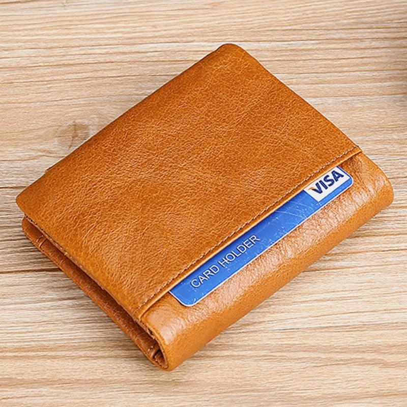 Genuine Leather RFID Trifold Vintage Wallet