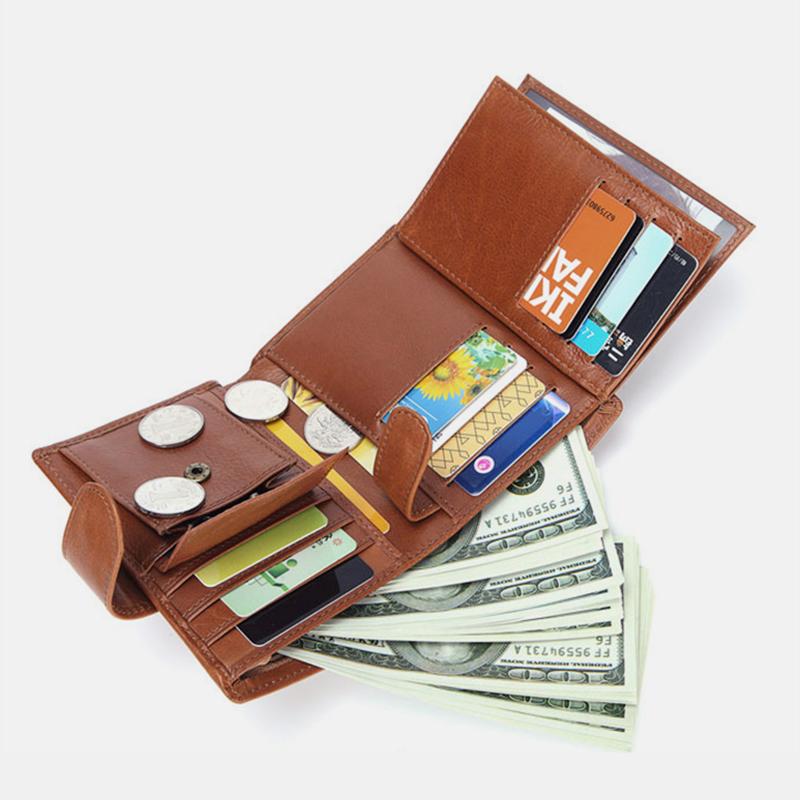 Multi-slot Trifold Genuine Leather Vintage Wallet