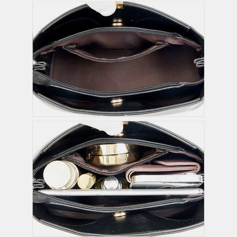 Small Leather Crossbody Handbags Purses Triple Compartment Crossover Shoulder Bag