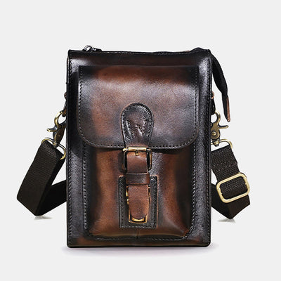 Genuine Leather Multifunction Waist Bag Crossbody Bag with Belt Loop