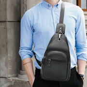 Leather Sling Bag Small Crossbody Backpack Shoulder Casual Daypack Rusksack