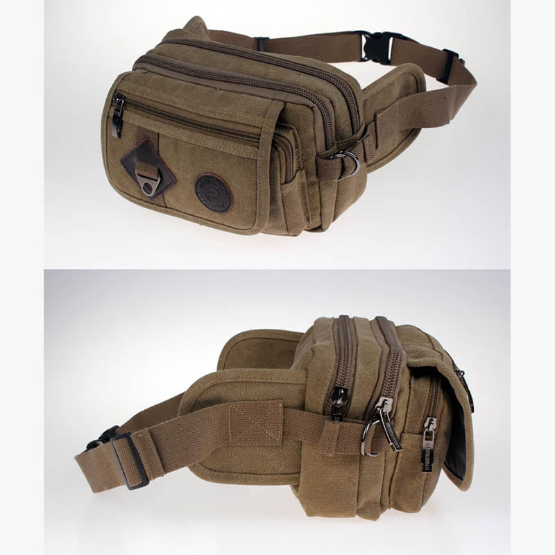 Canvas Belt Bag Outdoor Riding Mens Sports Waist Bag