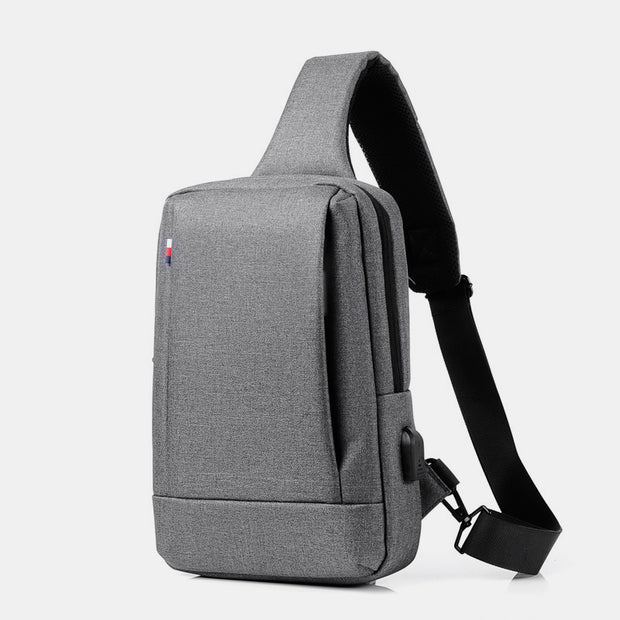 Large Capacity Waterproof Chest Bag Sling Bag With USB Charging Port