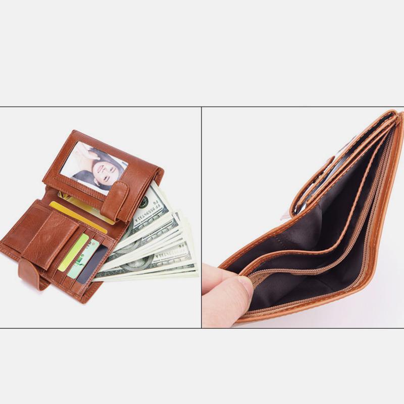 Multi-slot Trifold Genuine Leather Vintage Wallet