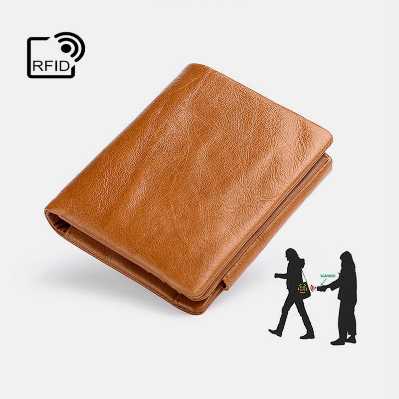 Genuine Leather RFID Trifold Vintage Wallet