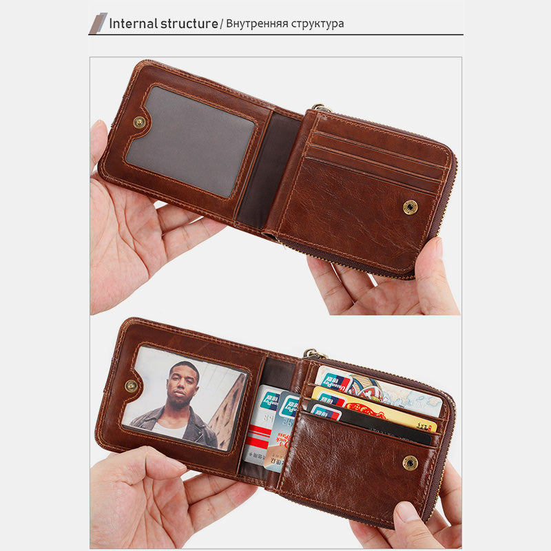 RFID Large Capacity Vintage Short Wallet