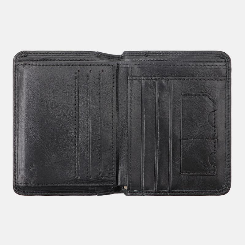 Large Capacity RFID Bifold Real Leather Wallet