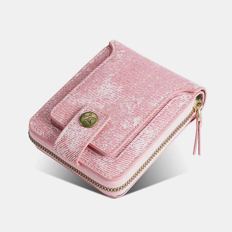 Wallet for Women Light Pink Triplefold Short Shopping Card Purse