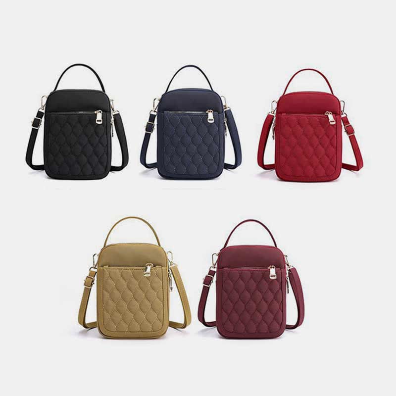 Small Crossbody Purse for Women Triple Zip Cell Phone Quilted Handbag