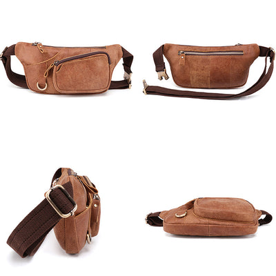 Genuine Leather Waist Bag for Men Bum Bag Waist Pouch