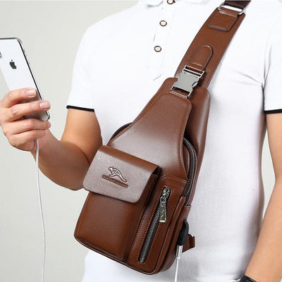 Multi-Compartment Wearing-Resisting Sling Bag with USB Charging Port