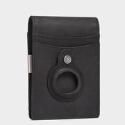 Retro Cowhide Leather AirTag Wallet Bifold RFID Blocking Card Holder