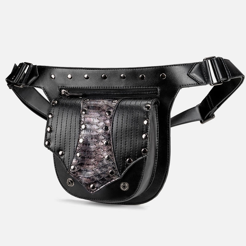 Steampunk Waist Bag For Women Men Rivet Leather Hip Pack