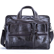 Men's Genuine Leather Briefcase 15.6" Business Laptop Bag with Crossbody Strap