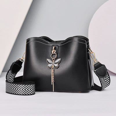 Crossbody Bag For Women Plain Color Butterfly Leather Shoulder Bag